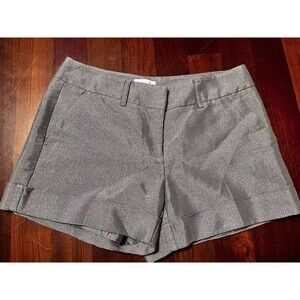 WOMEN'S NEW YORK & COMPANY Silver SHORTS metallic 8 shiny Sexy concert grey